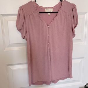 Flower and Feather Light Pink / Blush Colored Blouse Size Small